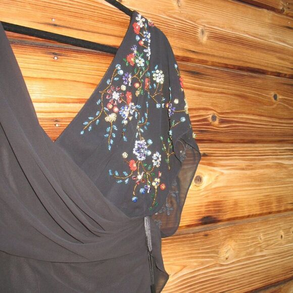 Mac Duggal 26530 Womens FAUX WRAP MULTI COLORED BEADED FLORAL GOWN Dress - Picture 9 of 15